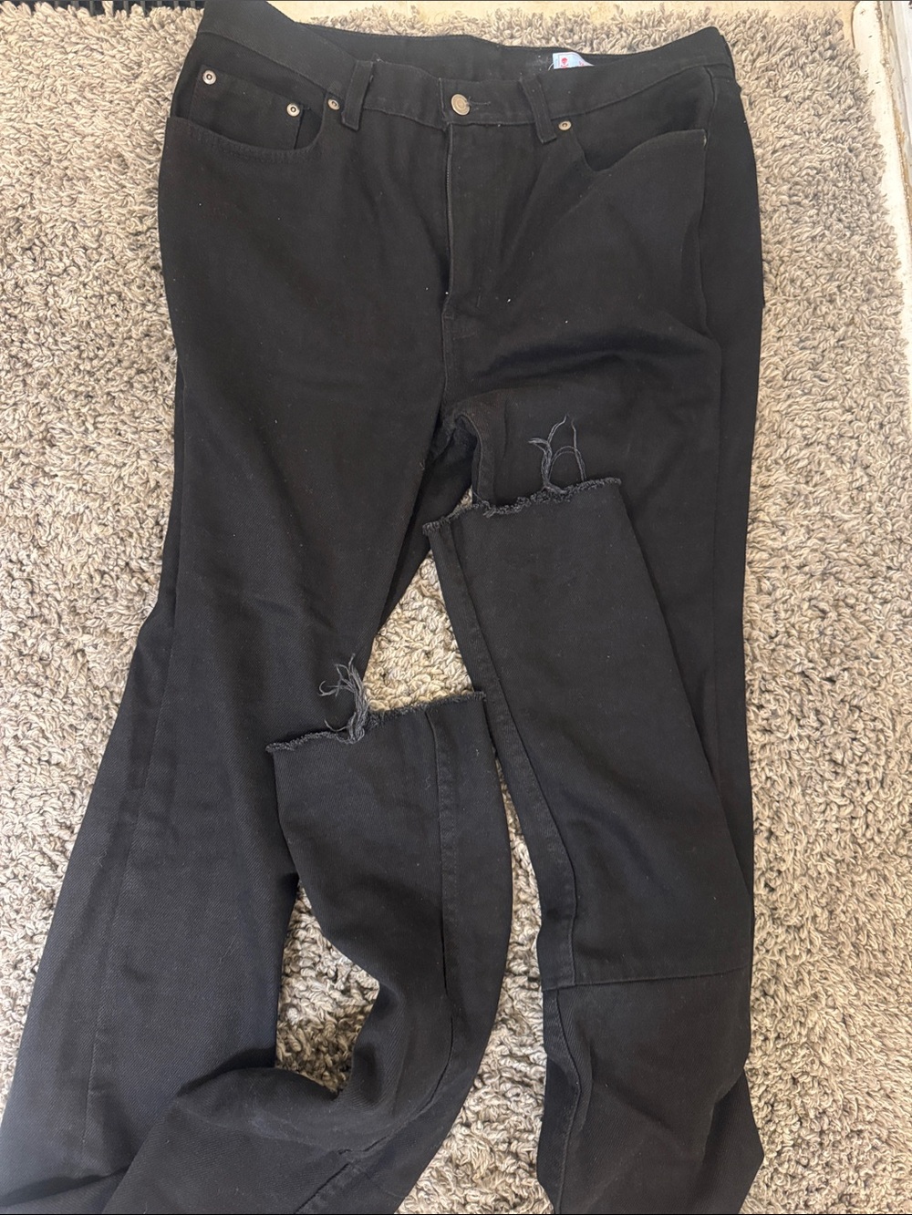 Vale forever stacked denim size 34 Men's Black Distressed Slim Jeans